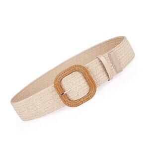5931 Women Belts For Dresses, Elastic Straw Rattan Waist Band With Large